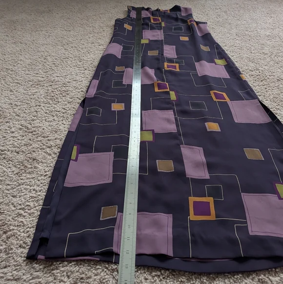 Maggy London Purple Pink Yellow Sleeveless Geometric Maxi Dress Size 8 - Picture 11 of 11